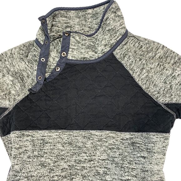 Abercrombie & Fitch Pullover Women's Small Gray Fleece Mock Neck Snap Button - Picture 8 of 16